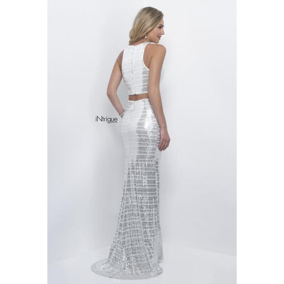 iNtrigue Blush Prom 2 Piece Sequin Formal Party Gown Evening Dress Size 2 White - Picture 1 of 4